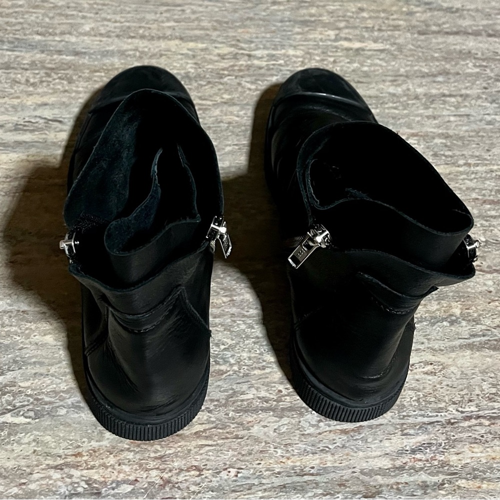 Marcella New York Lafayette Black Ankle Leather Boots with Double Zippers - Picture 3 of 16